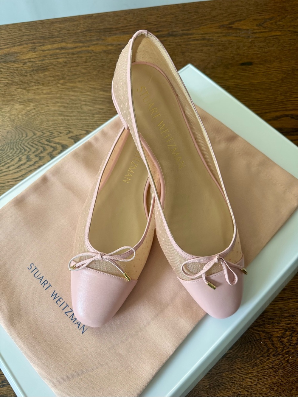 Stuart Weitzman Blush Pink Ballet Flats with Bow